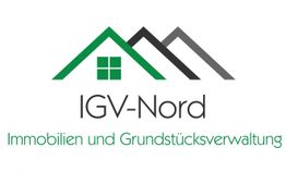 Logo der Firma IGV-Nord, Immobilien- und Grundstücksverwaltung, mit Hausdach-Design.