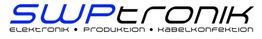 Logo der Firma SWPtronik mit den Worten "Elektronik, Produktion, Kabelkonfektion".