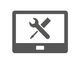 Computerscherm met een moersleutel en schroevendraaier, symbool voor technische ondersteuning.