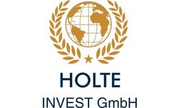 Logo der HOLTE INVEST GmbH: Globus von Lorbeerzweigen umgeben mit goldener Weltkarte.