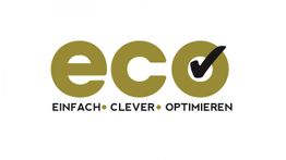 Logo mit dem Text "eco" und Haken. Darunter: "EINFACH • CLEVER • OPTIMIEREN".
