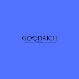 Logo of "Goodrich Optical" on a blue background with eyeglasses image in the text.