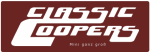 Rotes Logo mit weißem Text: "Classic Coopers", darunter kleiner "Mod geht groß".