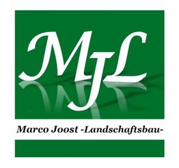 "Logo mit den Buchstaben M, J, L vor grünem Hintergrund. Text: Marco Joost -Landschaftsbau-."