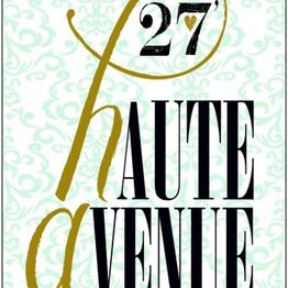 Stylized text reading "27 Haute Avenue" with ornate patterns in the background.