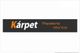 Logo de Kárpet, Papelería técnica, con fondo negro y letras naranjas y blancas.