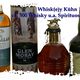 Vier Whiskyflaschen: Macallan, Glen Moray, eine geschwungene Flasche, Redbreast.