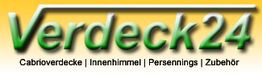 Logo von Verdeck24 mit Text: Cabri Verdecke, Innenhimmel, Persennings und Zubehör.