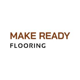 "Make Ready Flooring" logo with brown and black text on a white background.