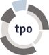 Kreisdiagramm mit grauen Segmenten und dem Text "tpo" in der Mitte.