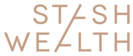 Stylized logo text: "STASH WEALTH" in tan color with a diagonal line through the letters.