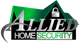 Allied Home Security logo with house shape and padlock, featuring green and gray colors.