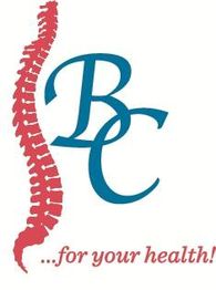Red spine graphic with blue "BC" text; caption reads "...for your health!"