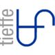 Logo con scritta "tieffe" in grigio e simbolo stilizzato in blu su sfondo bianco.