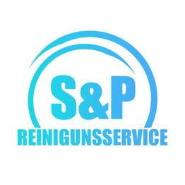 Blaues S&P Reinigungsservice-Logo mit zwei Kreisbögen im Hintergrund.