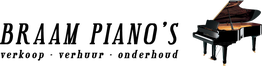 Logo van Braam Piano's met een zwarte vleugel aan de rechterkant.