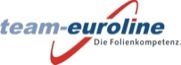 Logo von "team-euroline" mit dem Slogan "Die Folienkompetenz" und geschwungener Linie.