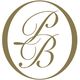 Lettrage "P" et "B" entrelacés dans un ovale brun sur fond blanc.
