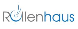 Logo mit dem Wort "Rollenhaus", das "O" enthält ein stilisiertes Rad mit Linien.