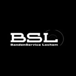 Zwart logo met de tekst "BSL BandenService Lochem" in witte letters.