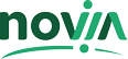 Logo con scritta verde "novia" su sfondo bianco con dettagli grafici.