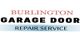 "Burlington Garage Door Repair Service logo with red and black text on a white background."