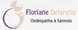 Logo de Floriane Delarette, ostéopathe à Sannois, avec une image stylisée et un texte grisé.