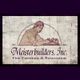 Logo of Meisterbuilders, Inc. showing a craftsman and text "Fine Furniture & Restoration."