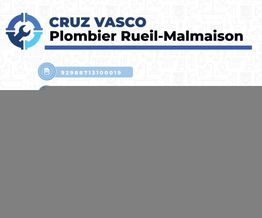 Image d'entête pour Cruz Vasco, plombier à Rueil-Malmaison, avec logo et numéro de téléphone.