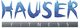 Logo: "HAUSER" aus dynamischen Figuren gebildet, darunter grauer Balken mit "FITNESS".