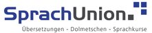 Logo von SprachUnion mit Text "Übersetzungen - Dolmetschen - Sprachkurse".