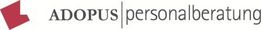 Logo von ADOPUS Personalberatung mit einem roten Designelement links.