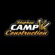 "Logo of Stephen Camp Construction with a hammer graphic on a black background."