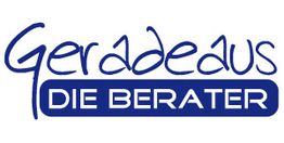 Textlogo "Geradeaus DIE BERATER" in blauer Schrift auf weißem Hintergrund.
