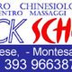 Logo di Back School, centro massaggi e chinesiologico, con indirizzo e numero di telefono.