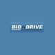 Logo with text "BID N DRIVE" on a blue background.