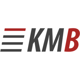 Logo mit den Buchstaben "KMB", vertikale rote Linien links.