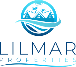 Logo of Lilmar Properties with palm trees, roofs, and a sun in a blue gradient circle.