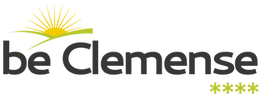 Logo mit gelb-grüner Sonne und Text "be Clemense" sowie vier grünen Sternen.