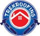 Logo of Trek Roofing featuring hammers and a house in a circle.