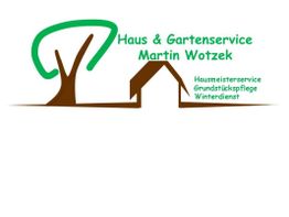 Logo: Baum und Haus, Text "Haus & Gartenservice Martin Wotzek, Hausmeisterservice, Winterdienst".