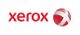 Logo von Xerox. Roter Schriftzug und Kugel mit weißen Streifen.