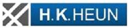 Logo mit Text "H.K. Heun" in Blau und einem weiß-grauen Muster links.