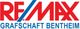 Logo von RE/MAX Grafschaft Bentheim in roten und blauen Buchstaben.