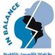 Silhouetten van gezichten in balans. Tekst: "In Balance" en "Praktijk: Innerlijk Welzijn".