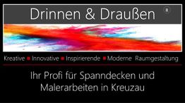 Werbung für Drinnen & Draußen: Spann­decken und Maler­arbeiten in Kreuzau, bunte abstrakte Kunst.