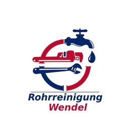 Logo mit Rohrzange, Schraubenschlüssel und Wasserhahn, Text: "Rohrreinigung Wendel".