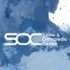 Logo of Spine & Orthopedic Center with a blue textured background.