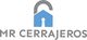 Logo de MR Cerrajeros con un candado abierto en gris y azul.