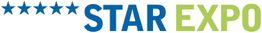 "Logo mit fünf blauen Sternen und dem Text 'STAR EXPO', wobei 'EXPO' in grün ist."